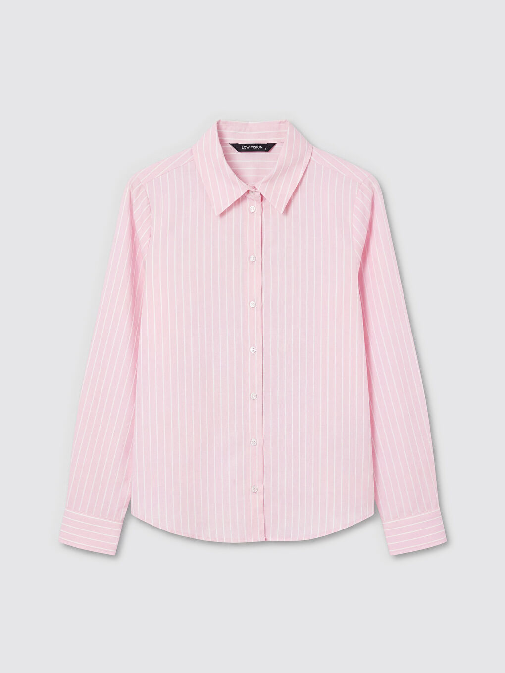 Pembe Çizgili Oxford Kadın Gömlek-4