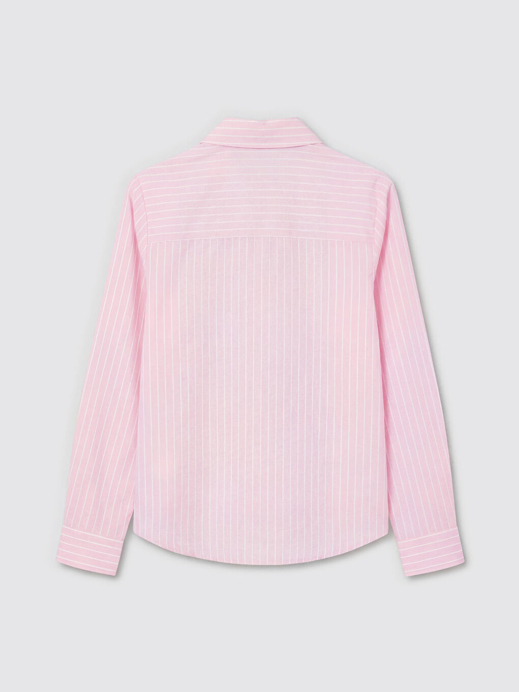 Pembe Çizgili Oxford Kadın Gömlek-5