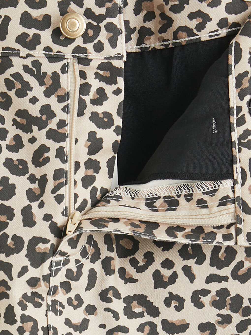 Bej Leopar Desenli Kız Çocuk Şort Etek-2