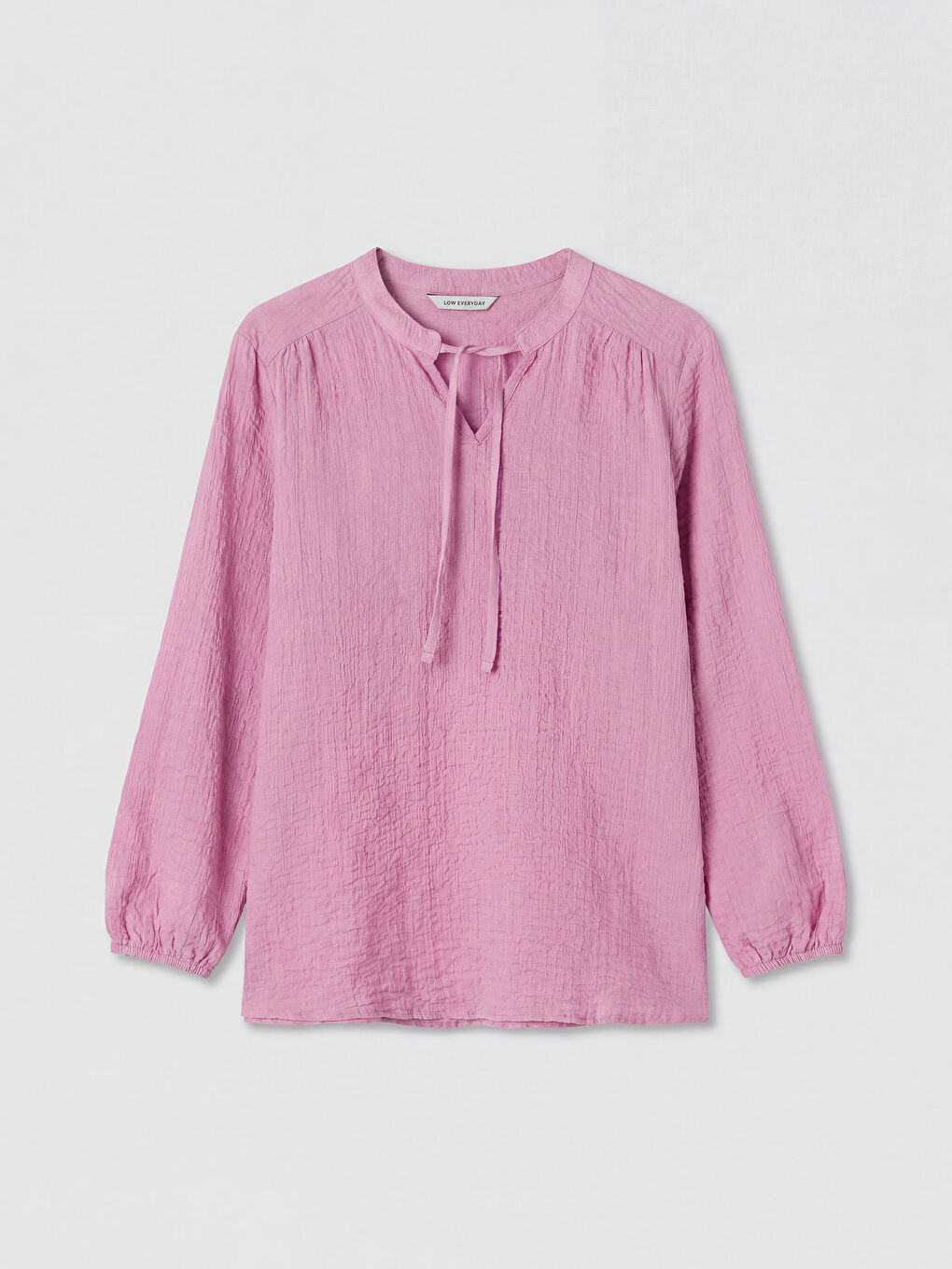 Lila Bağlamalı Yaka Dokulu Bluz