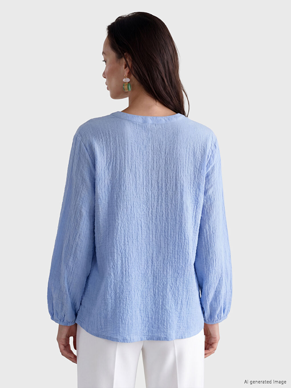 Tie Neck Textured Blouse-2
