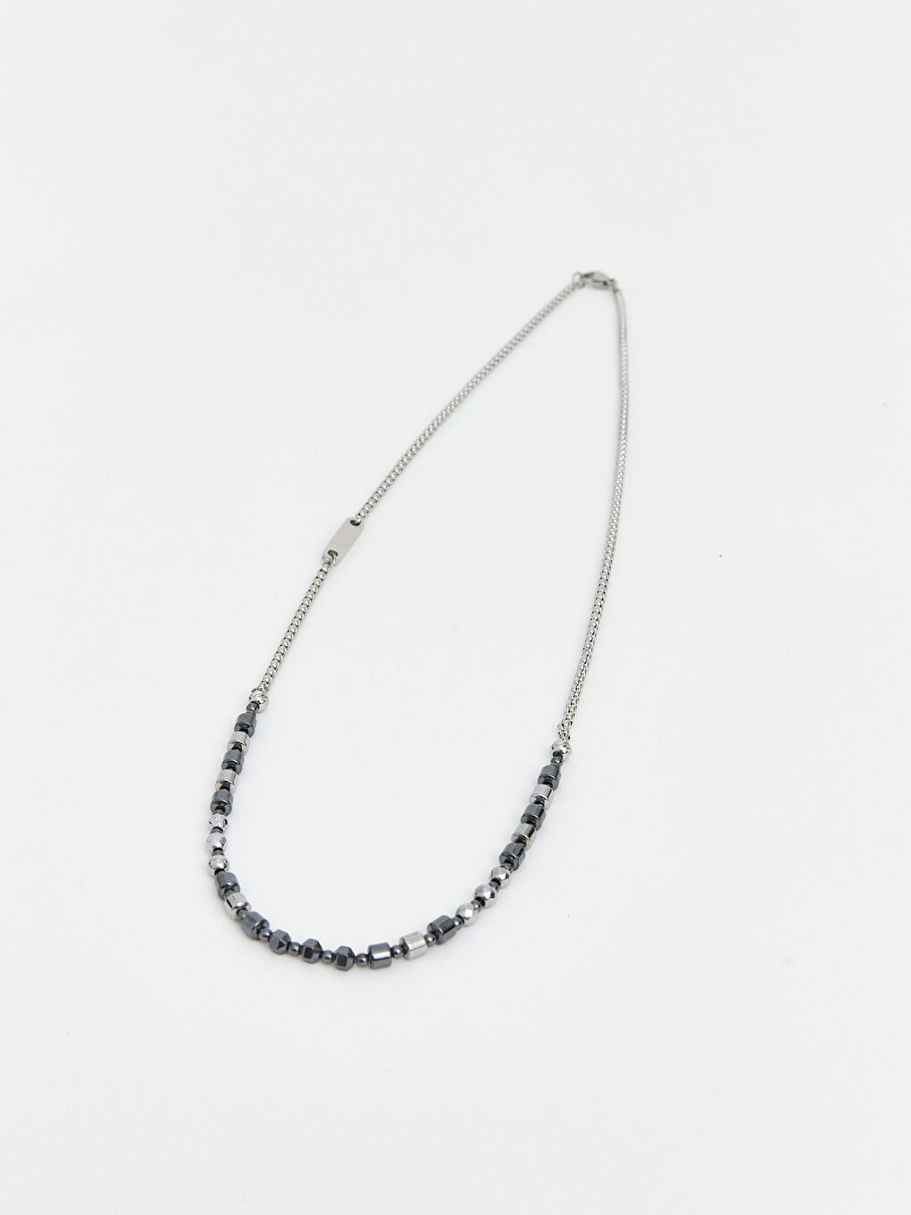 Antrasit Erkek Zincir Kolye ve Bileklik Seti-1