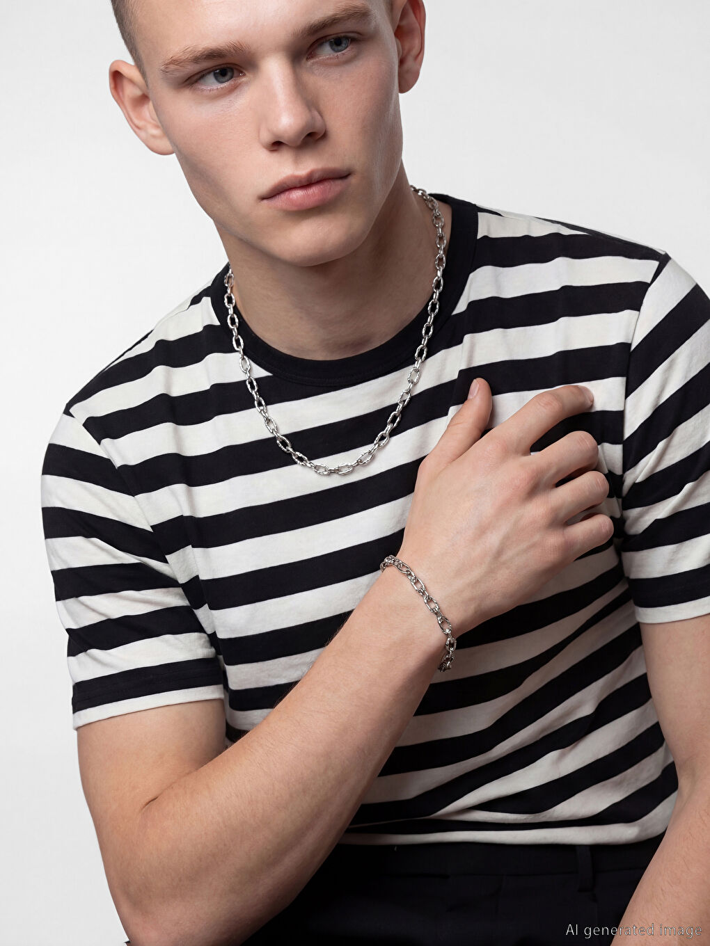 Gri Erkek Zincir Kolye Seti