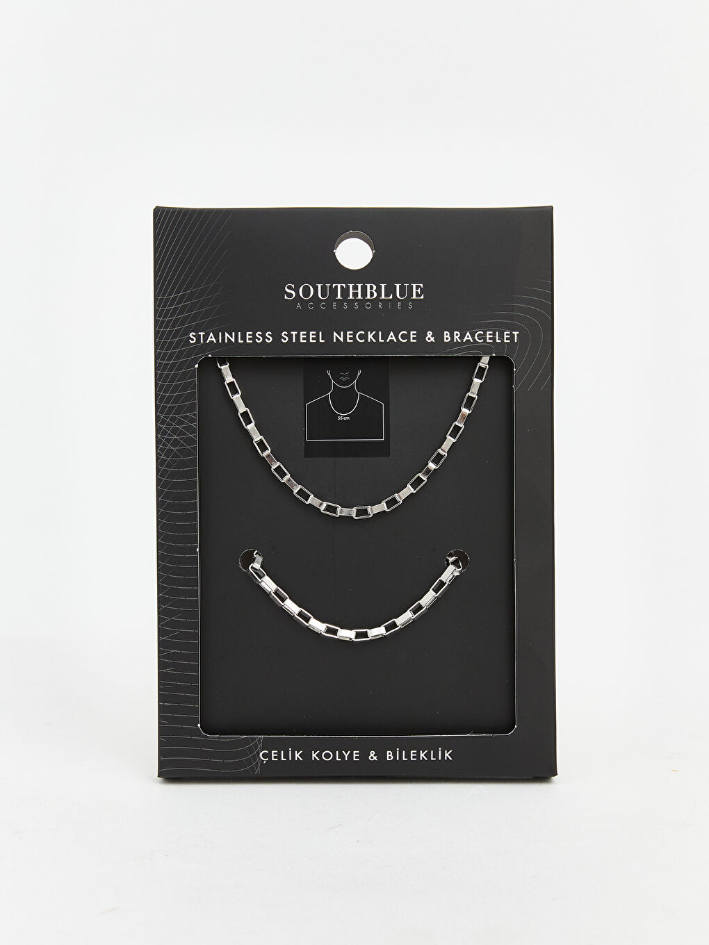 Gri Erkek Zincir Kolye Seti-2