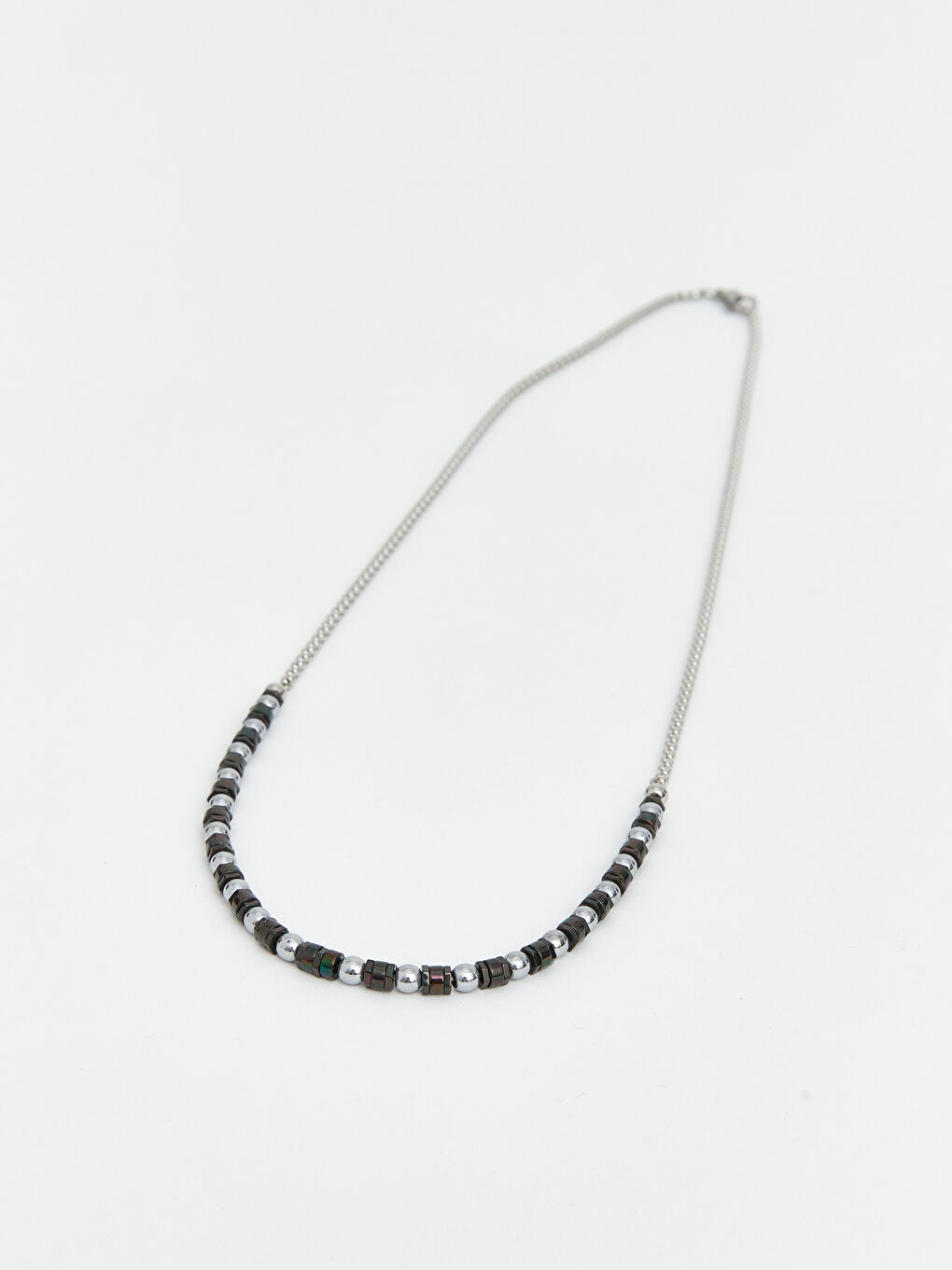 Antrasit Erkek Zincir Kolye ve Bileklik Seti-1