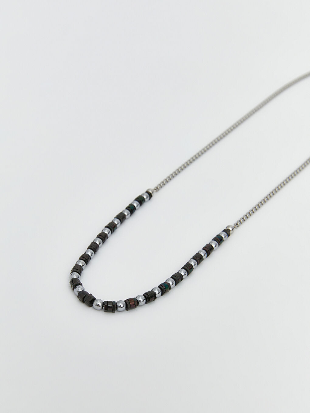 Antrasit Erkek Zincir Kolye ve Bileklik Seti-2