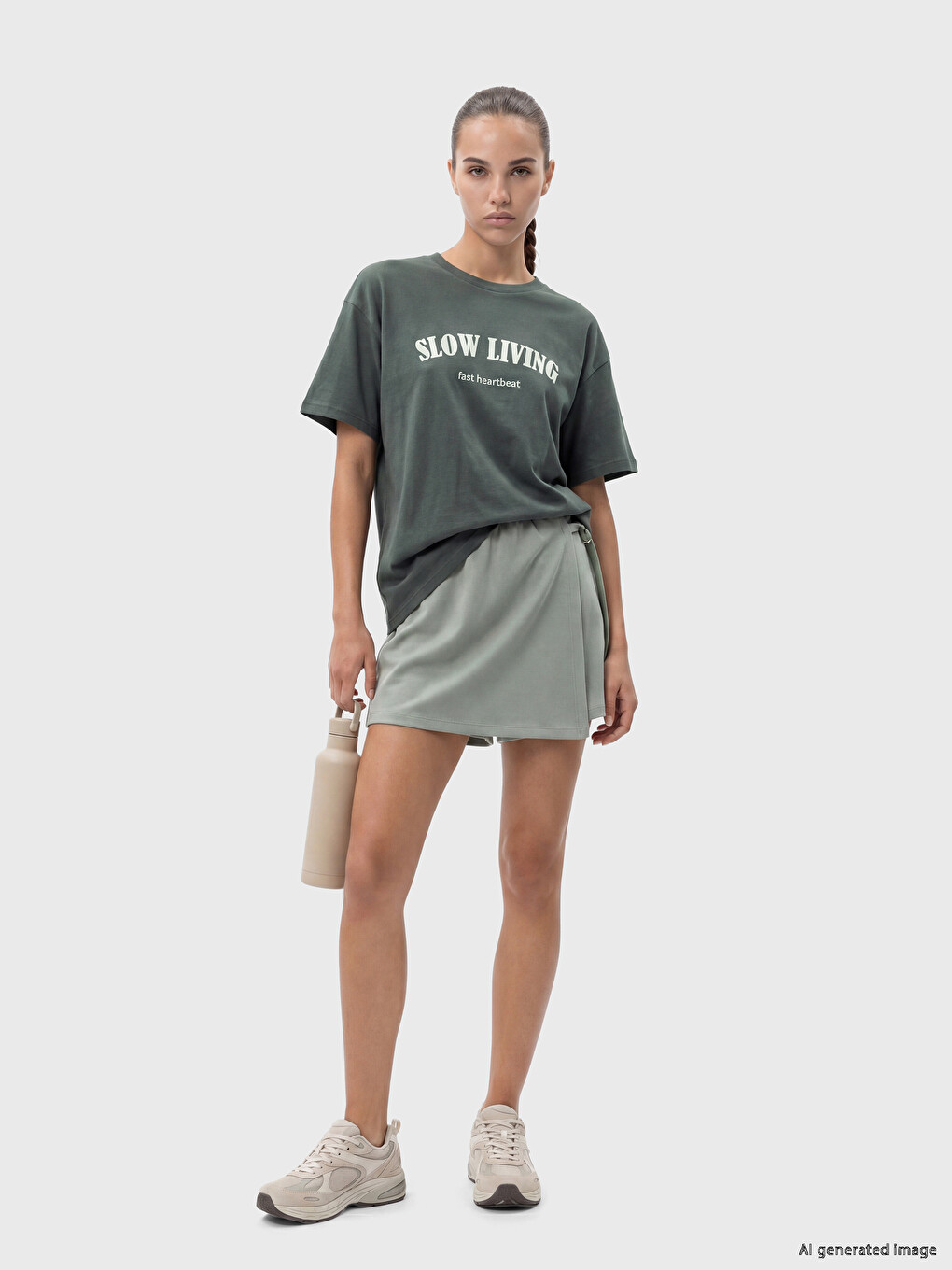 Crew Neck Oversize Women's Sports T-Shirt-1
