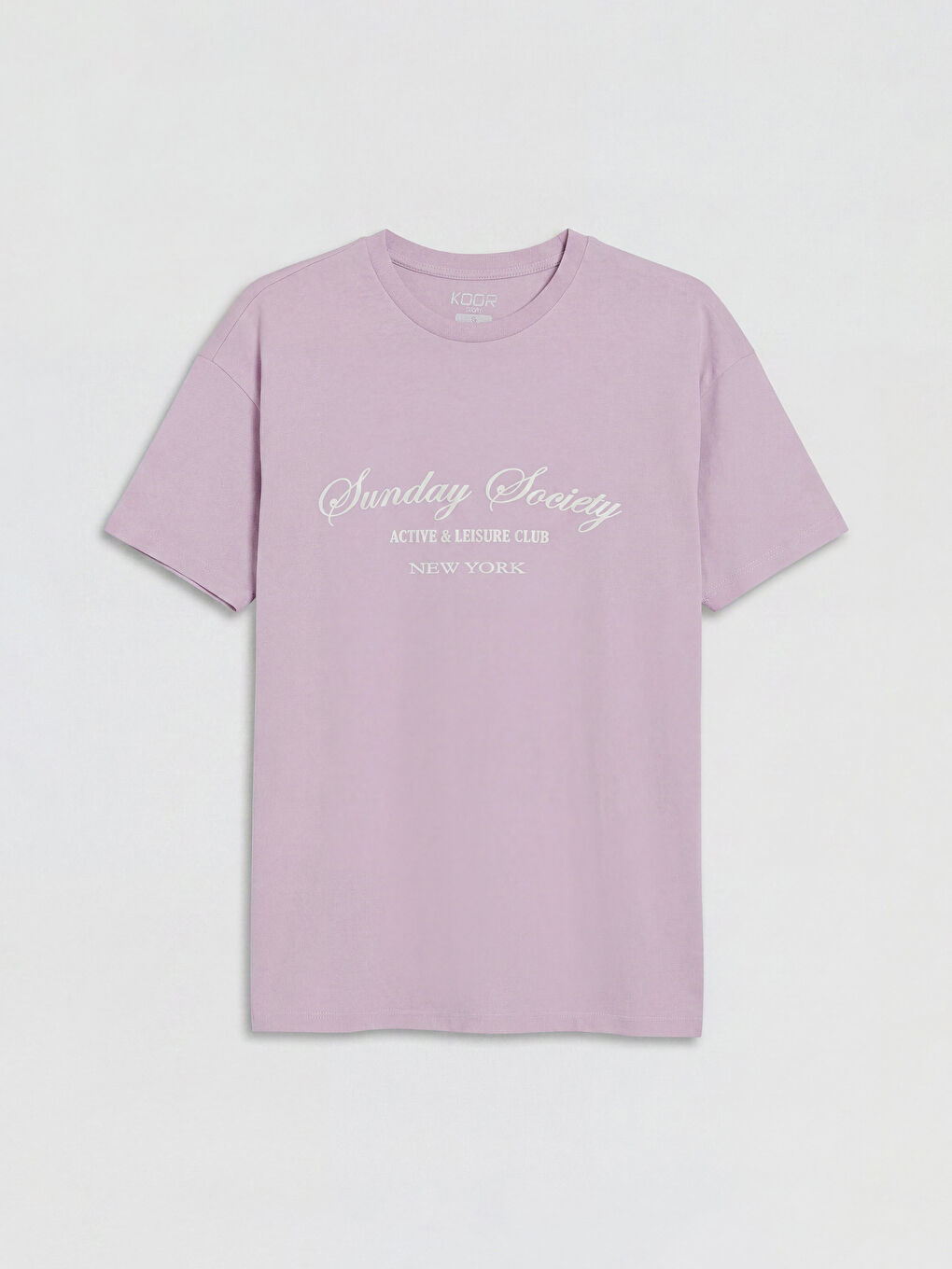 Lila New York Baskılı Oversize Kadın Spor Tişört