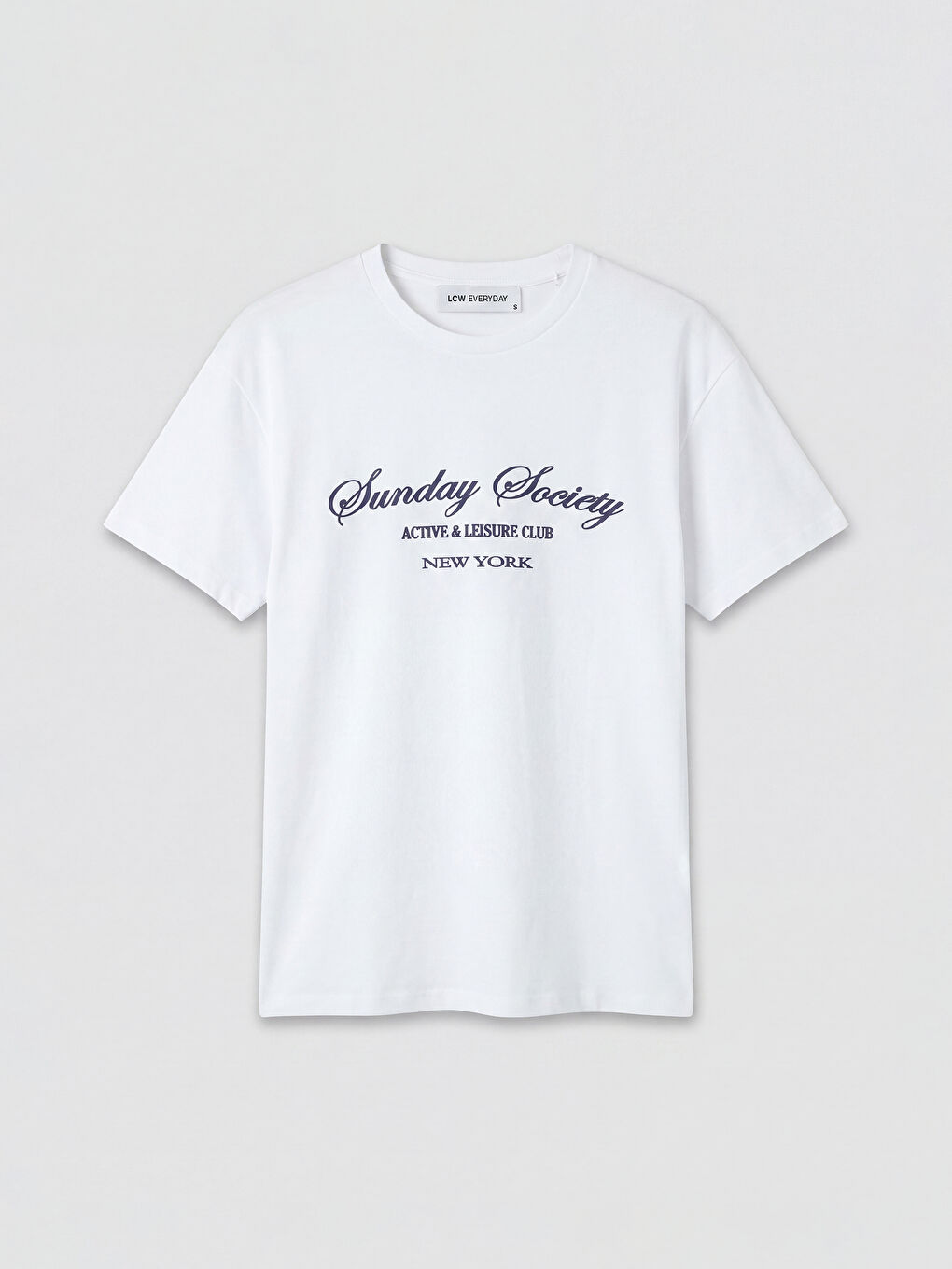 Beyaz New York Baskılı Oversize Kadın Spor Tişört