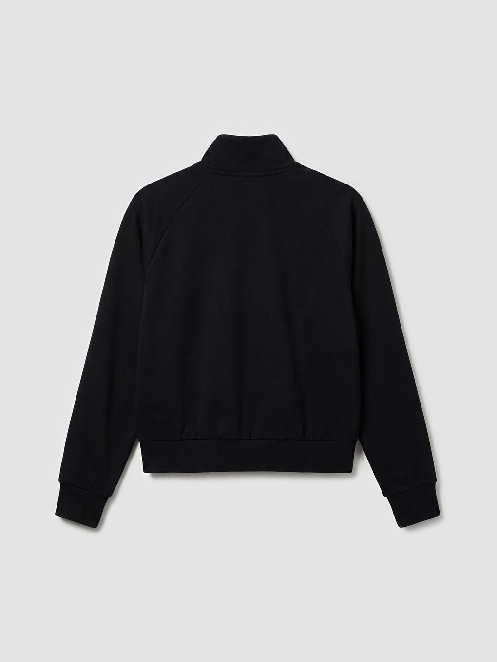 Siyah Modal Karışımlı Kadın Fermuarlı Sweatshirt-1