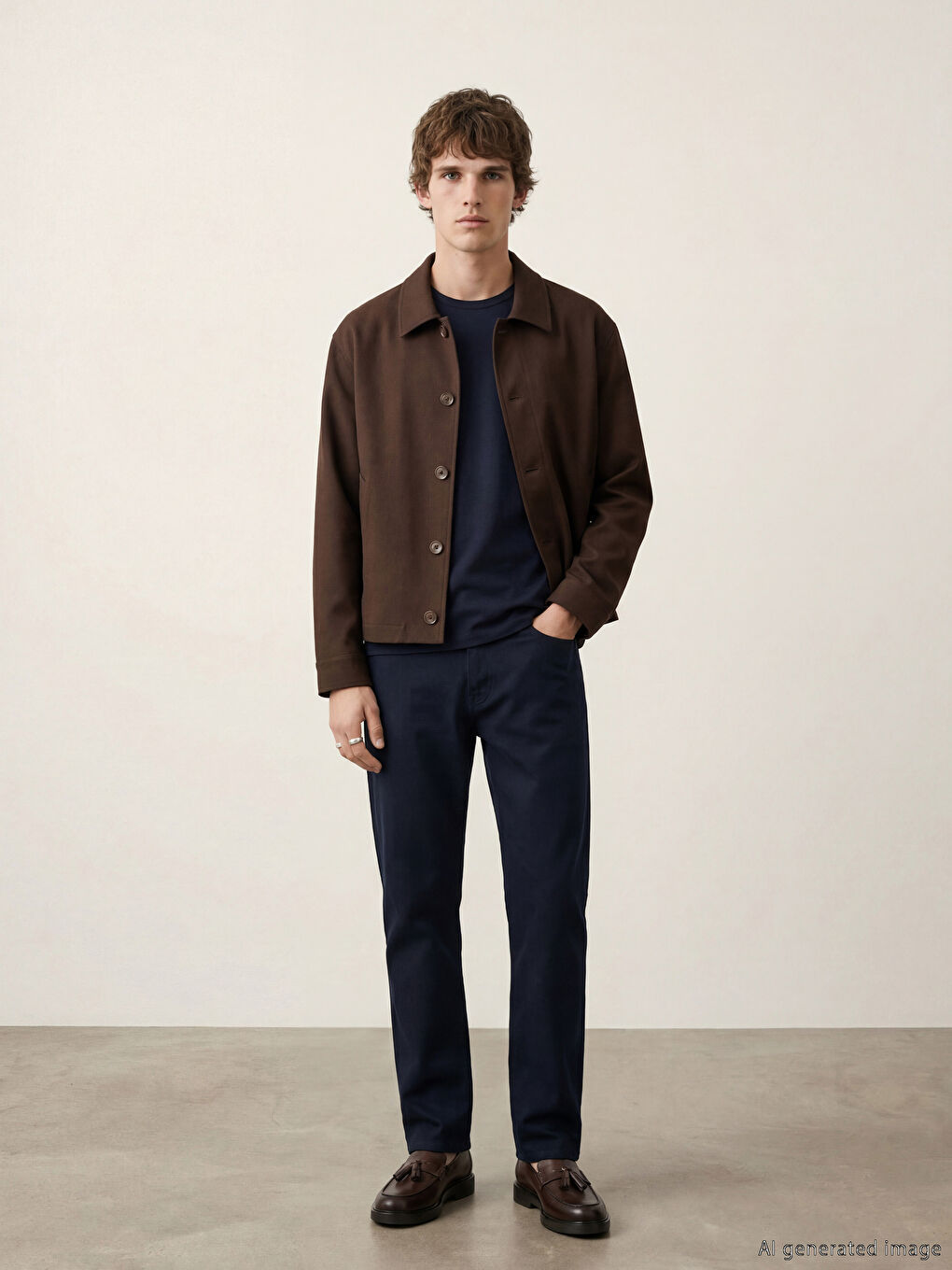 Kahverengi Standart Kalıp Erkek Ceket-1