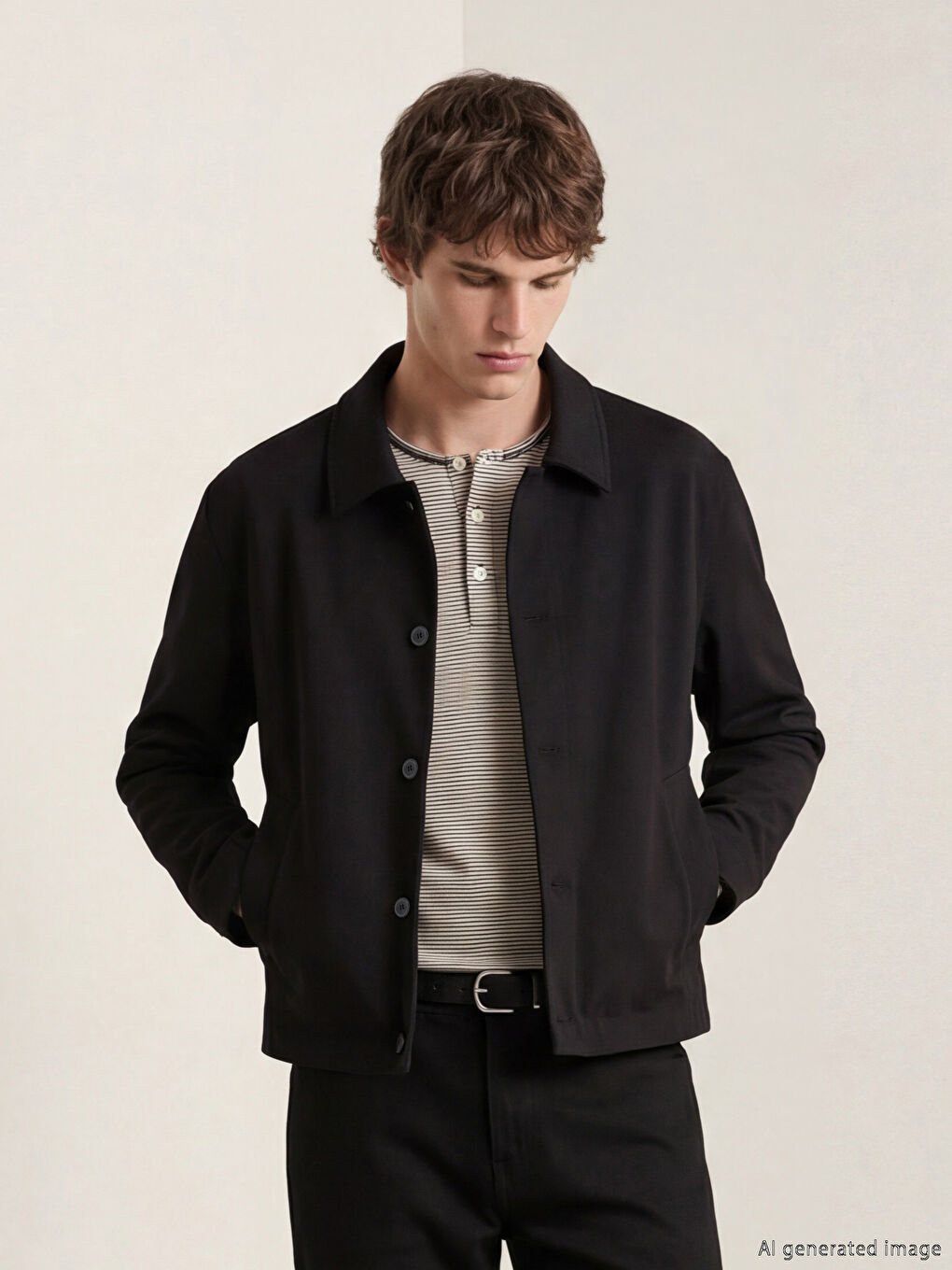 Siyah Standart Kalıp Erkek Ceket