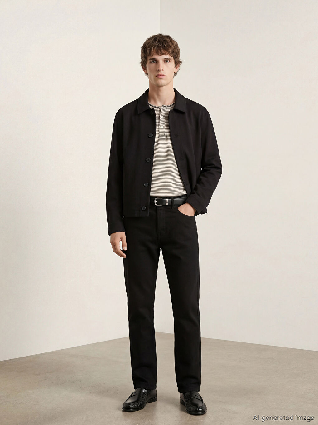 Siyah Standart Kalıp Erkek Ceket-1