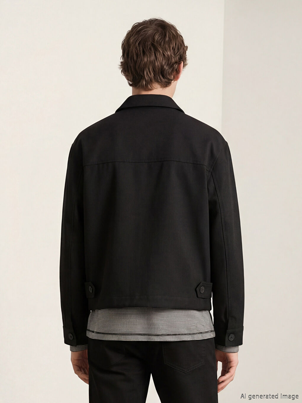 Siyah Standart Kalıp Erkek Ceket-3
