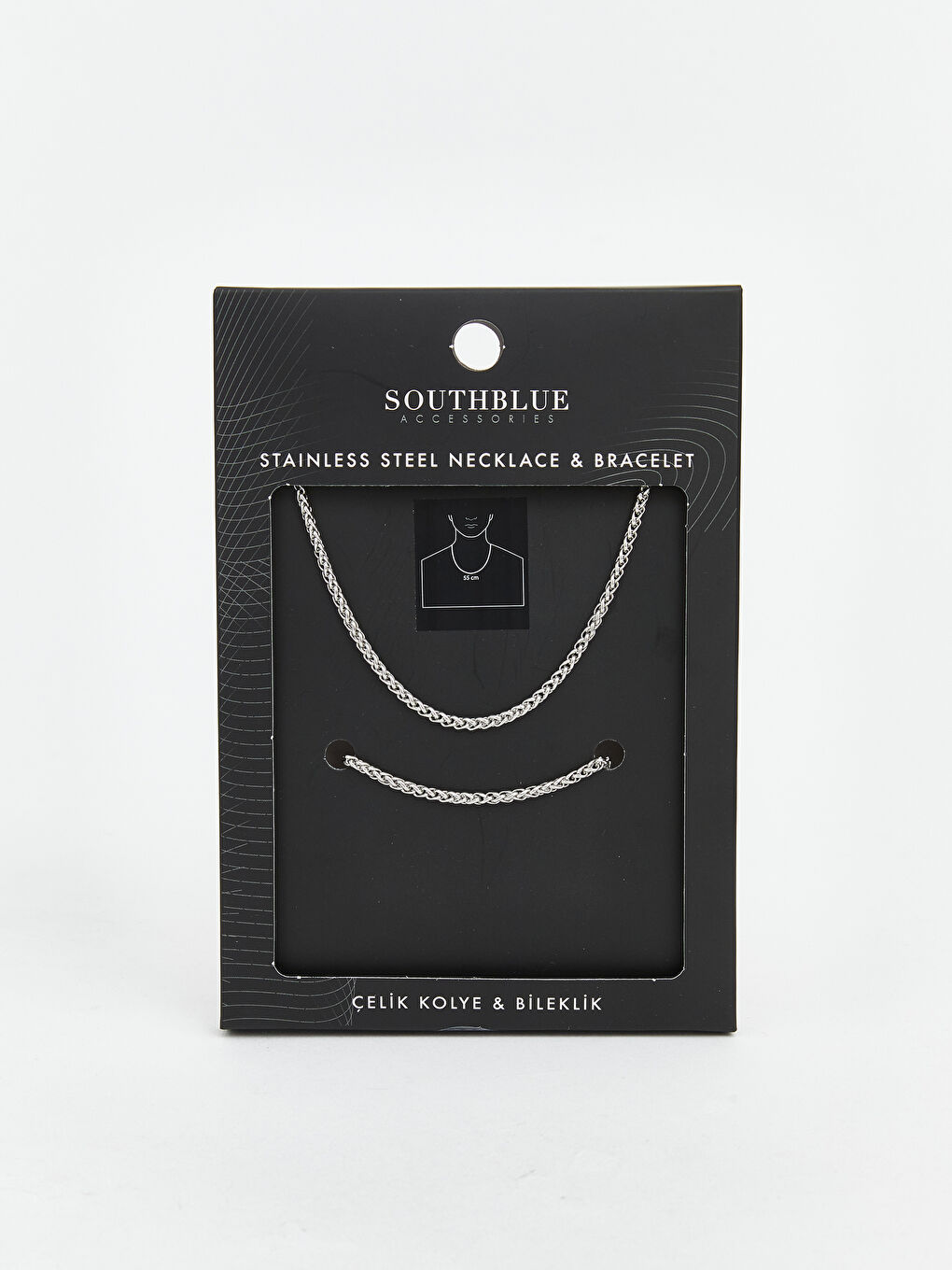 Gri Erkek Zincir Kolye ve Bileklik Seti-1