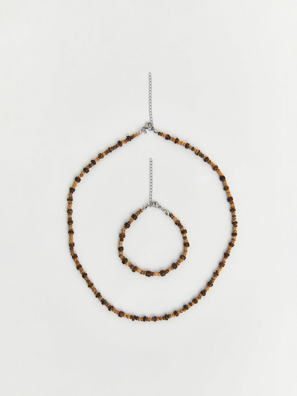 Kahverengi Taşlı Erkek Bileklik ve Kolye 