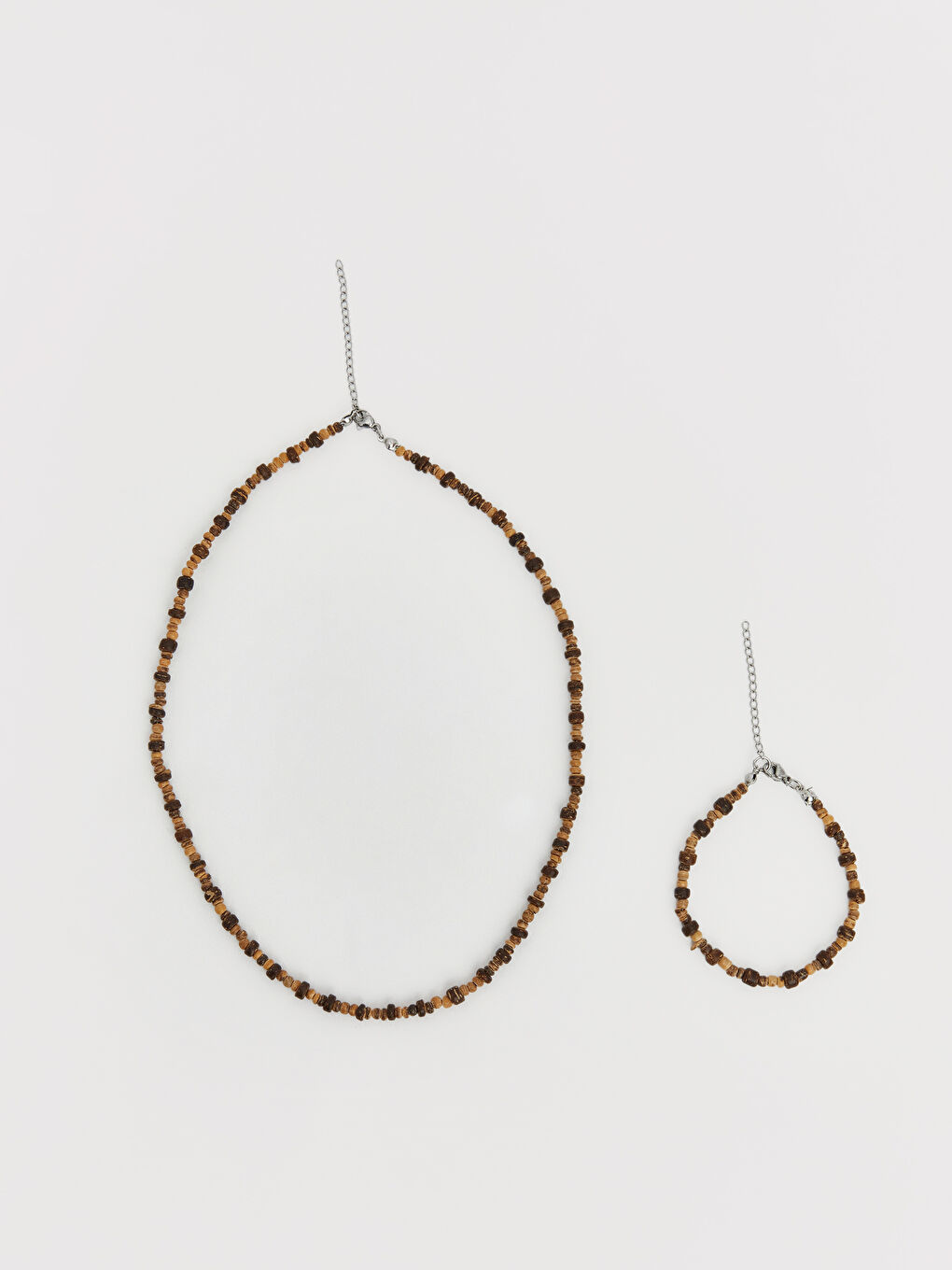 Kahverengi Taşlı Erkek Bileklik ve Kolye -1