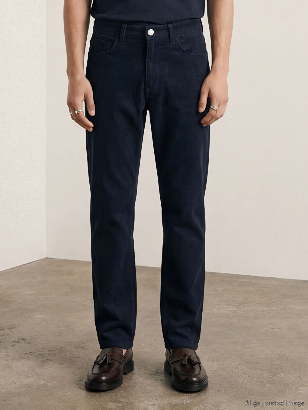 Lacivert Standart Kalıp Erkek Pantolon-1