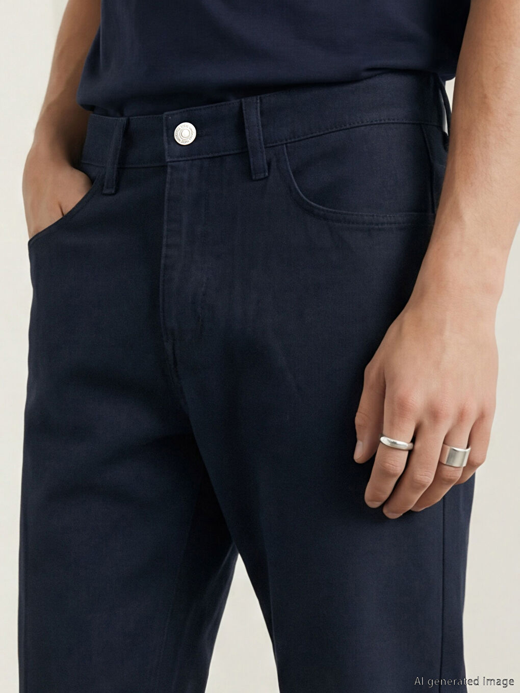 Lacivert Standart Kalıp Erkek Pantolon-2