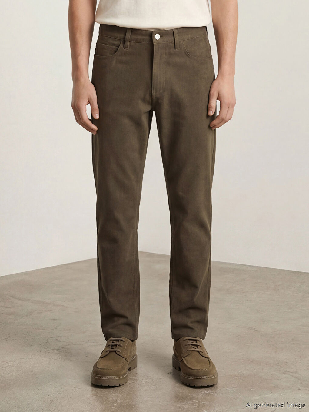 Haki Standart Kalıp Erkek Pantolon-1