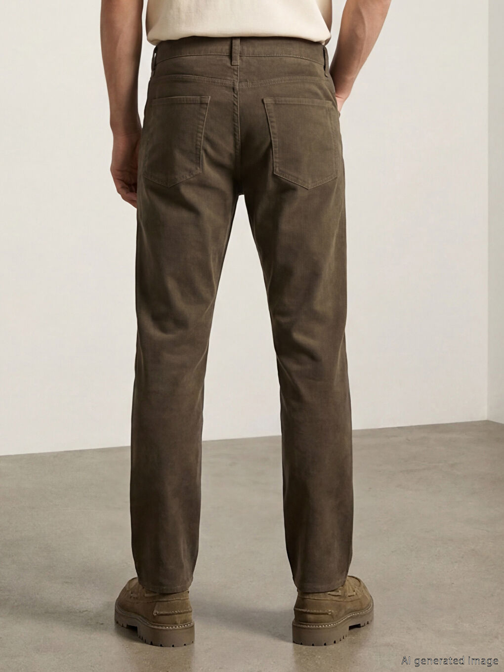 Haki Standart Kalıp Erkek Pantolon-3