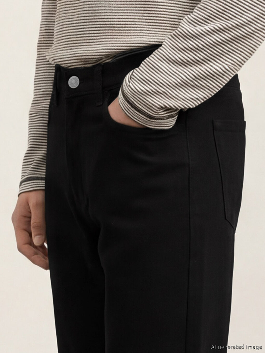 Siyah Standart Kalıp Erkek Pantolon-2