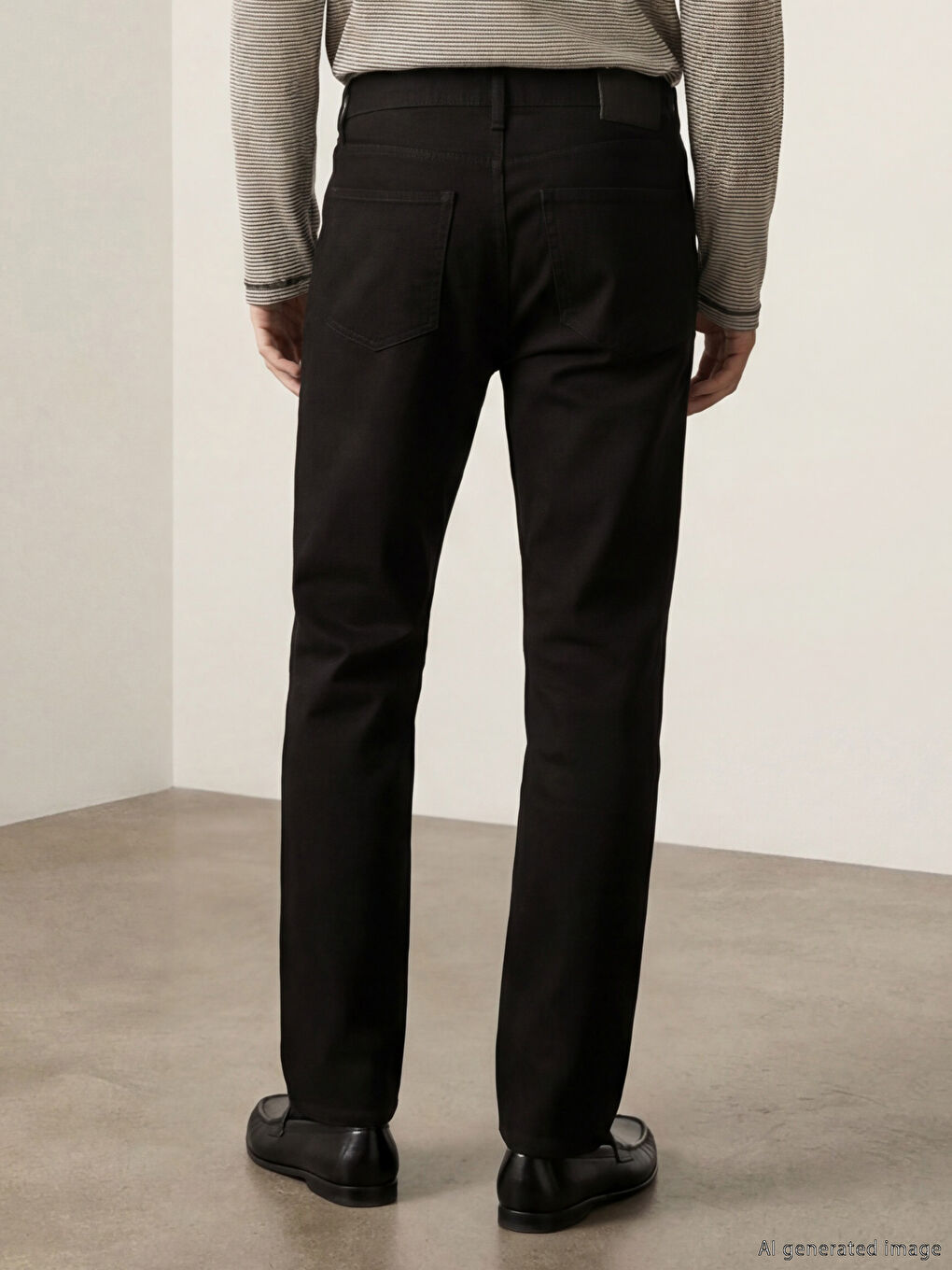 Siyah Standart Kalıp Erkek Pantolon-3