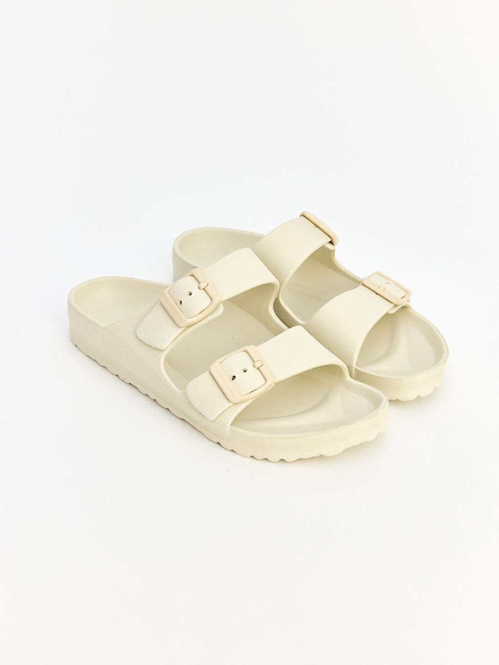 Bej Çift Bantlı Kadın Terlik