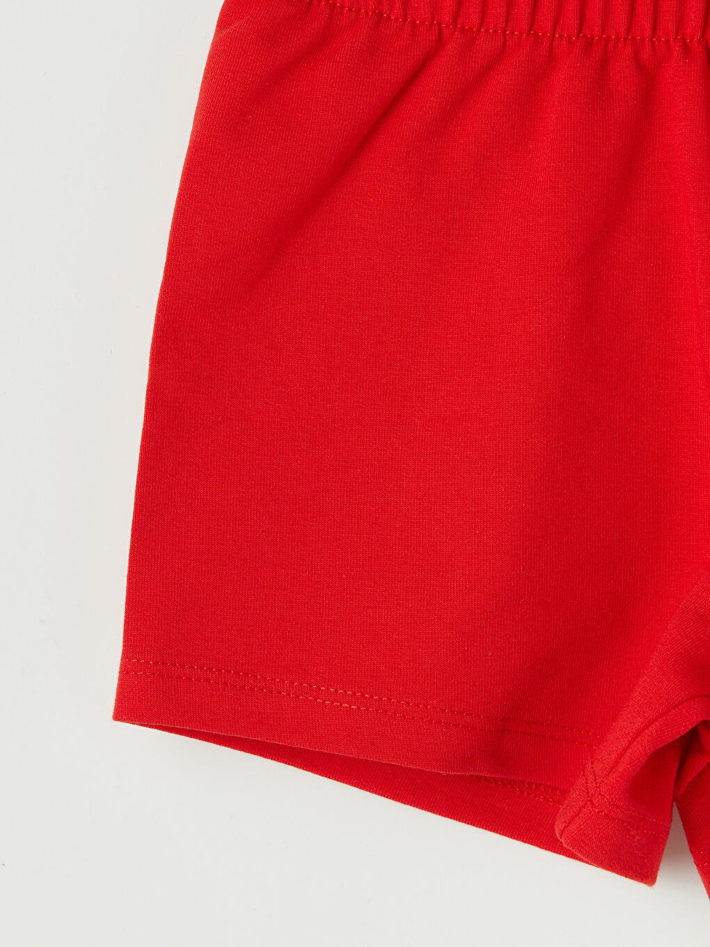 Kırmızı Beli Lastikli Kız Bebek Şort-2