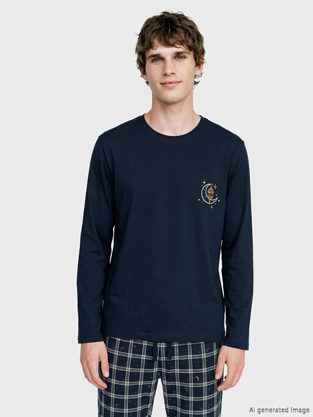 Regular Fit Plaid Men's Pyjamas Set-1