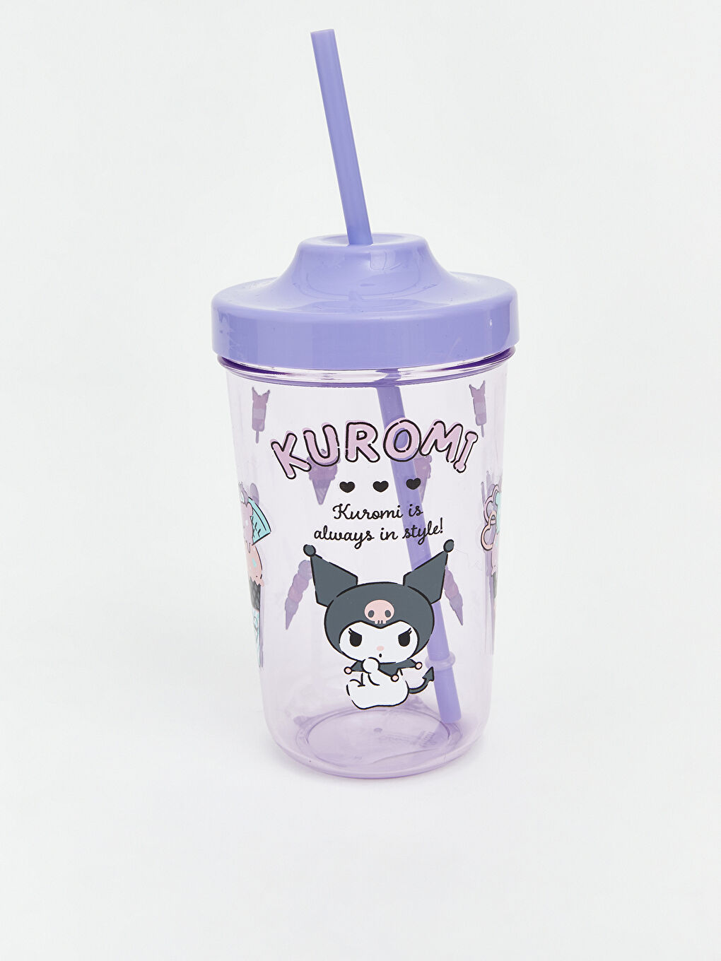 Karışık Kuromi Baskılı Pipetli Meşrubat Bardağı