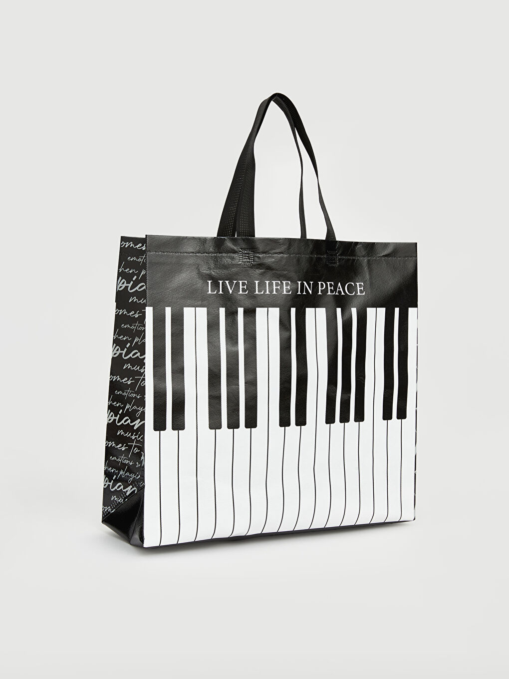 Karışık Piyano Baskılı Alışveriş Çantası-1