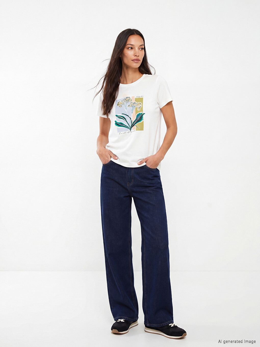 Floral Printed 100% Cotton Women's T-shirt