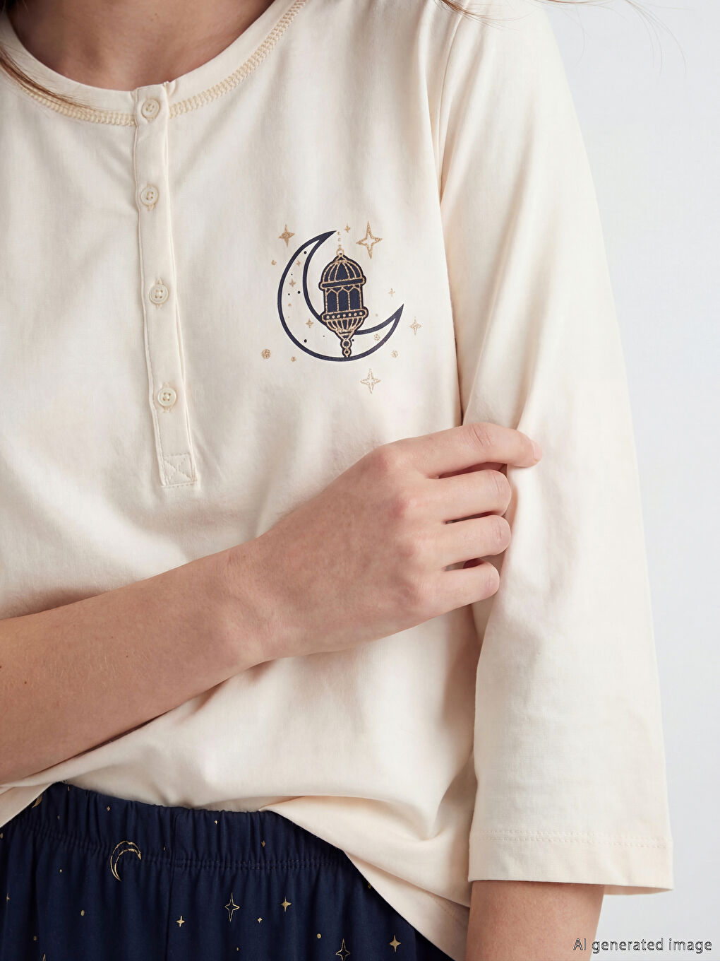 Crew Neck Printed Women's Pyjamas Set-2