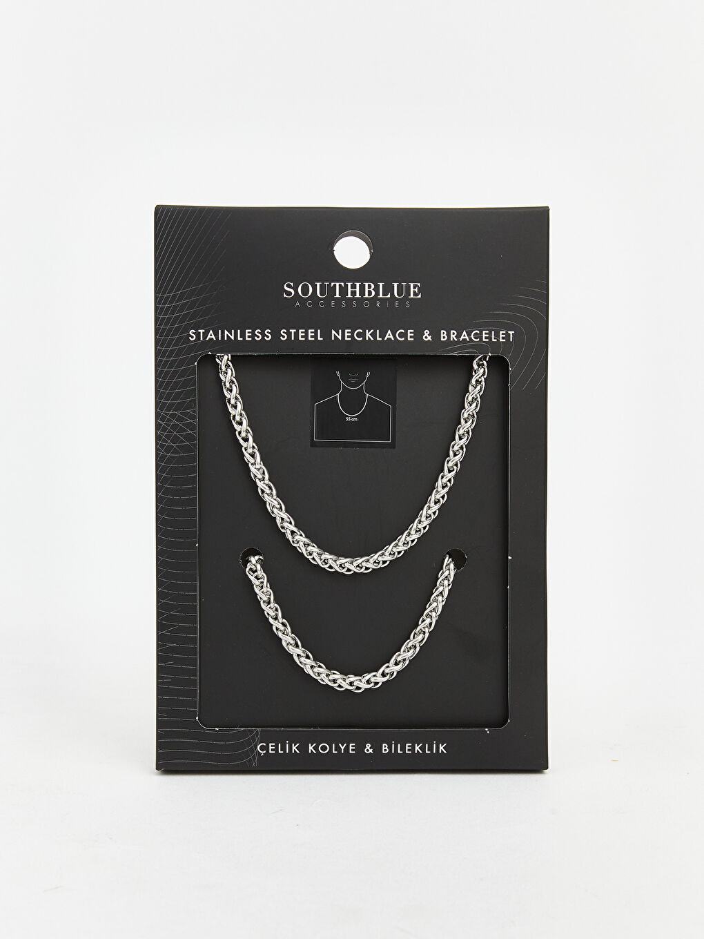 Gri Erkek Zincir Kolye Seti 2'li-3