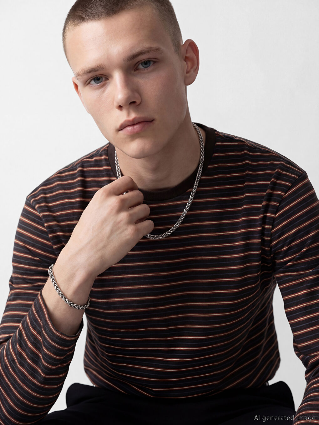 Gri Erkek Zincir Kolye Seti 2'li