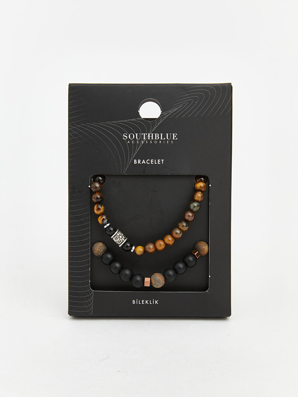 Kahverengi Taşlı Erkek Takı Seti 2'li-1