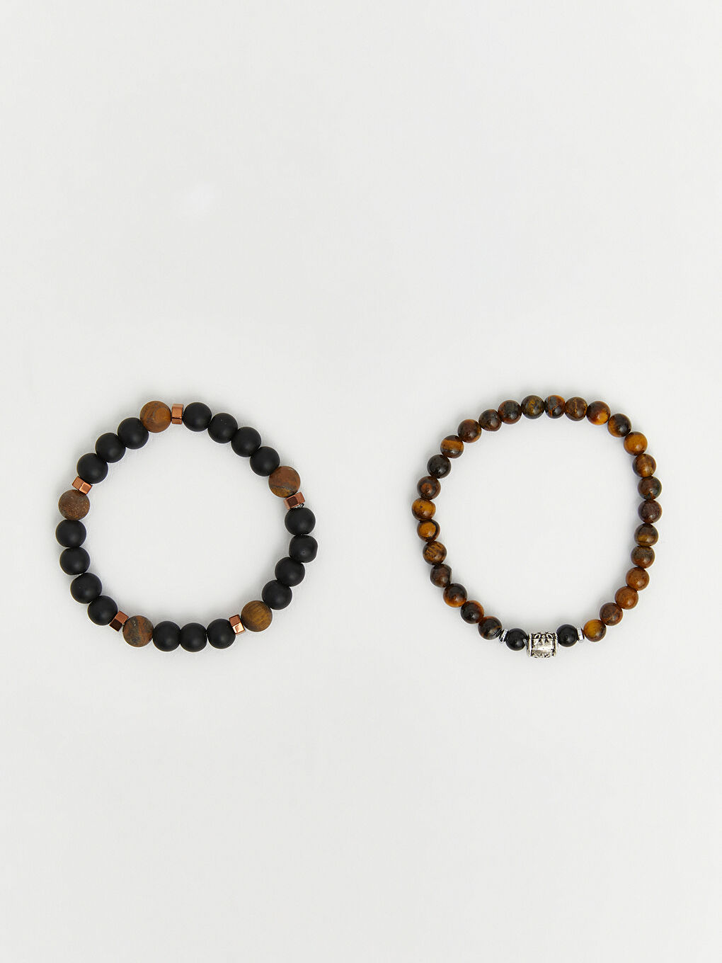 Kahverengi Taşlı Erkek Takı Seti 2'li