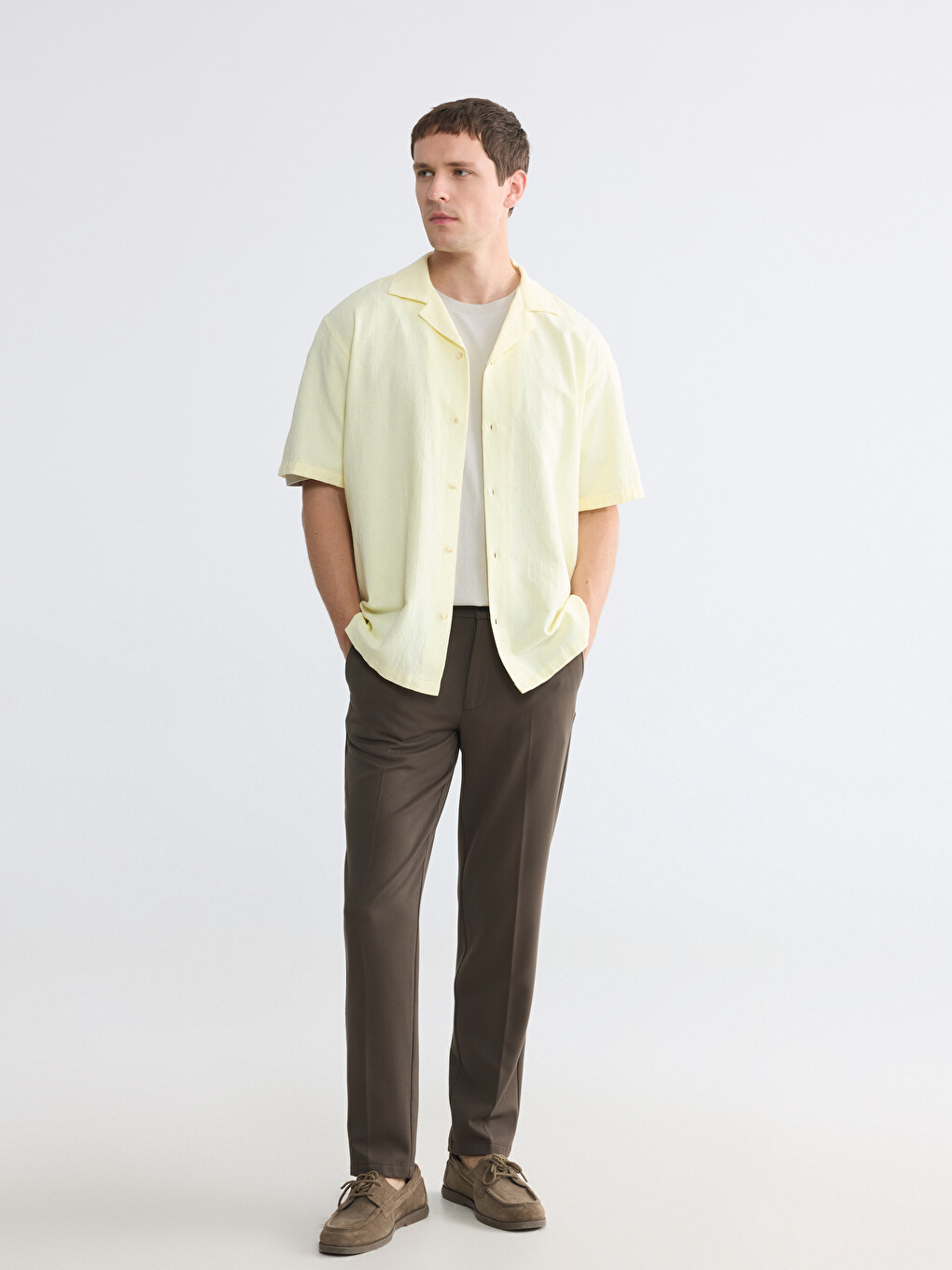 Regular Fit Camp Collar Textured Men's Shirt-1