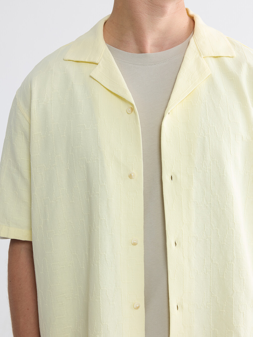 Regular Fit Camp Collar Textured Men's Shirt-2