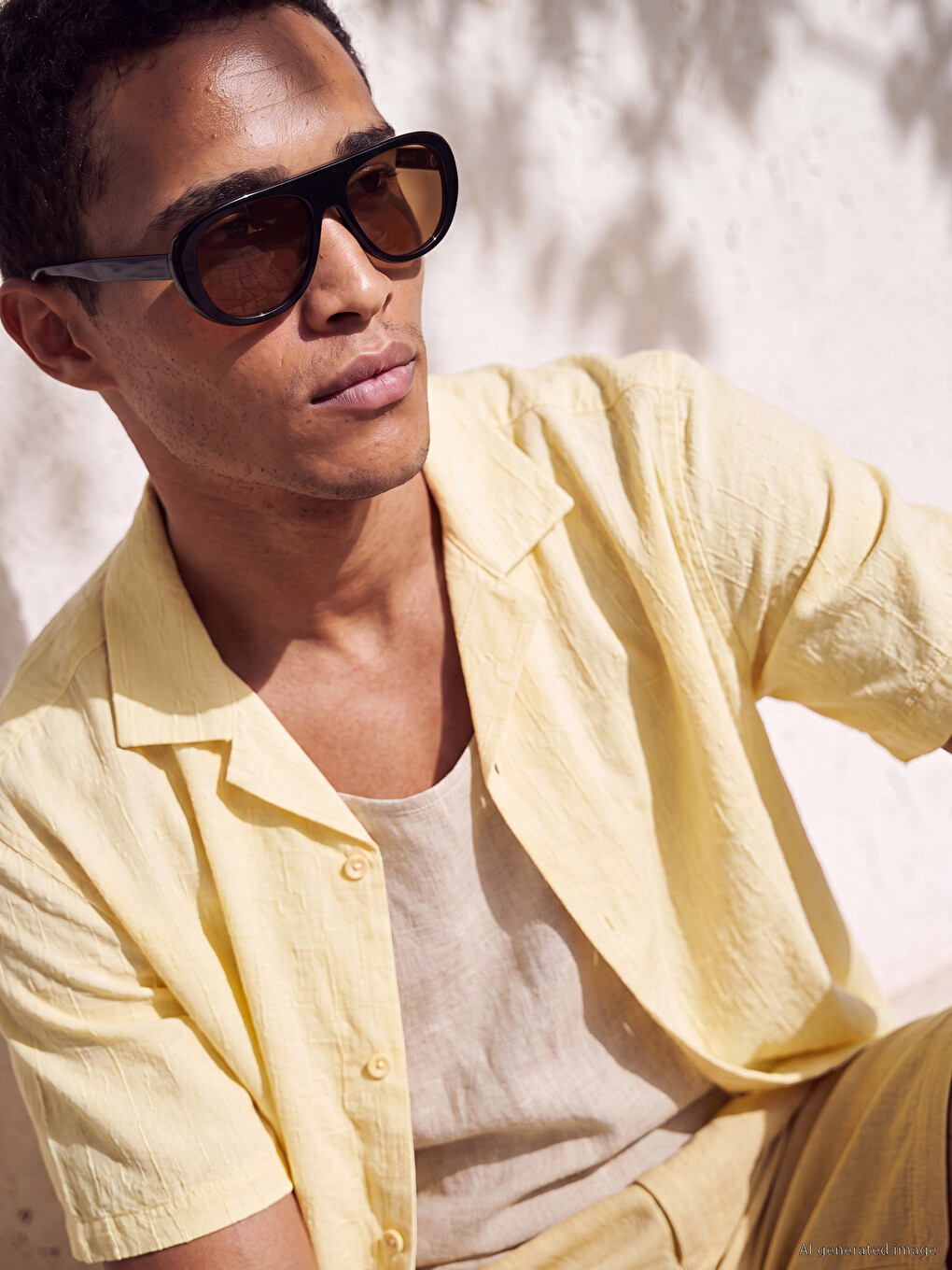 Regular Fit Camp Collar Textured Men's Shirt