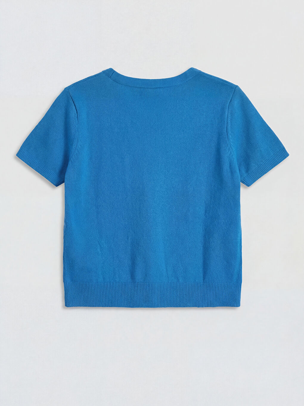 Mavi V Yaka Fiyonk Detaylı Kız Çocuk Triko Hırka-1