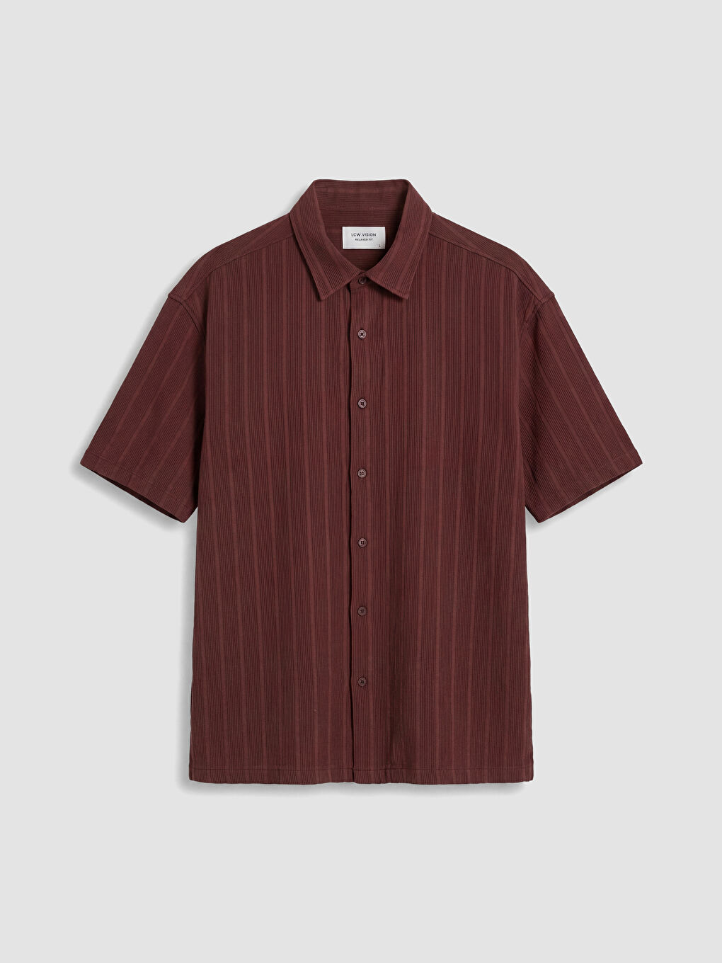 Bordo Regular Fit Çizgili Erkek Dokulu Gömlek