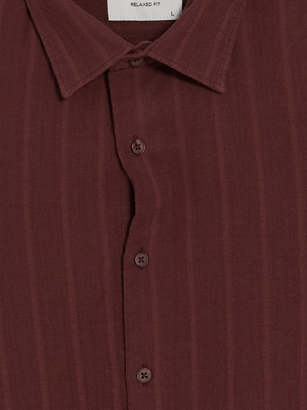 Bordo Regular Fit Çizgili Erkek Dokulu Gömlek-1