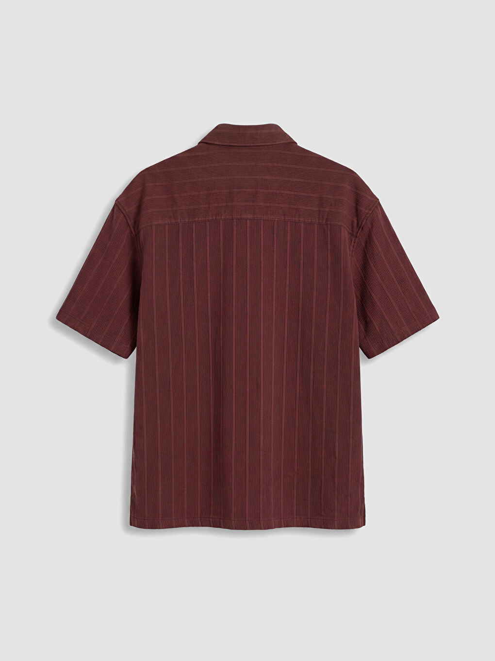 Bordo Regular Fit Çizgili Erkek Dokulu Gömlek-2