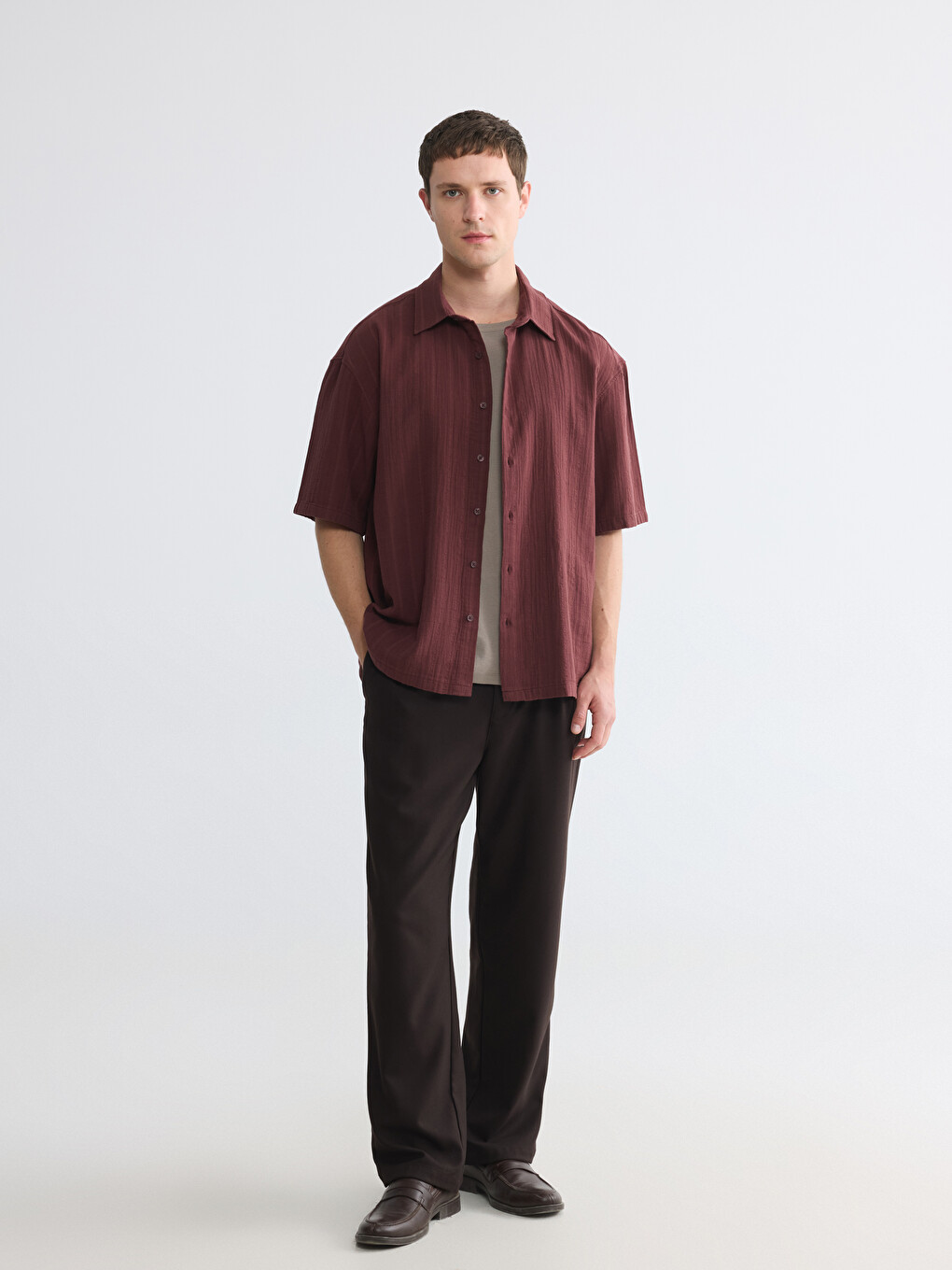 Regular Fit Striped Men's Textured Shirt-1