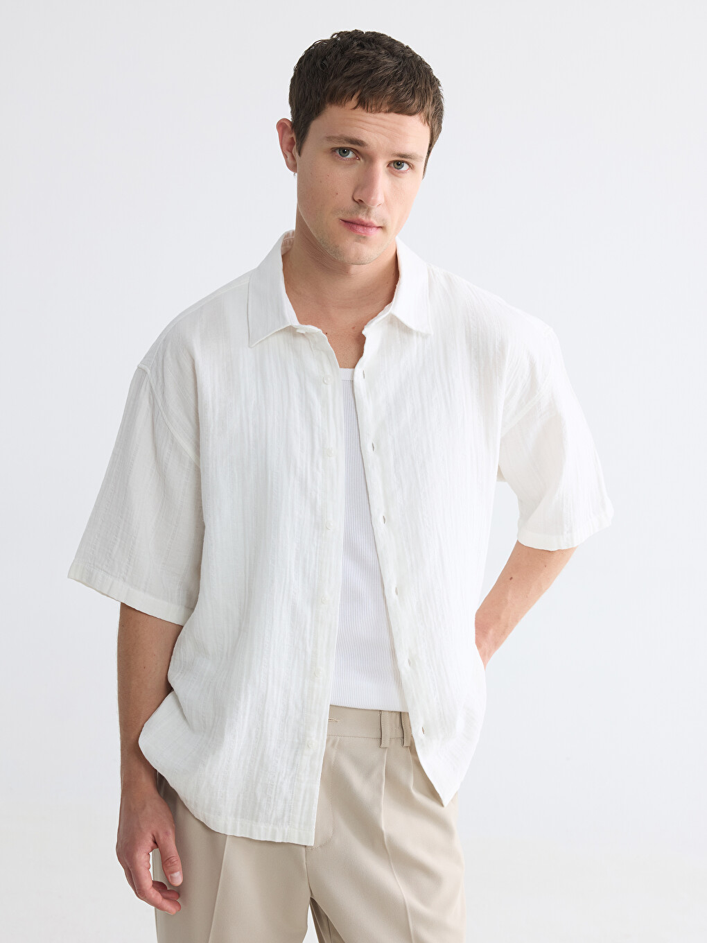 Regular Fit Men's Textured Shirt-1