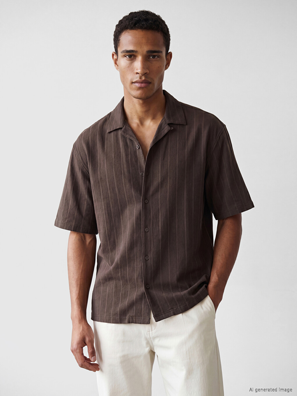 Regular Fit Striped Men's Textured Shirt