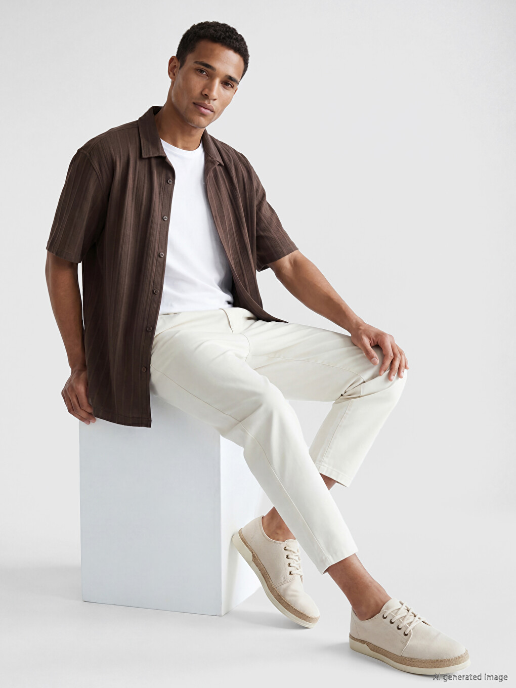 Regular Fit Striped Men's Textured Shirt-1