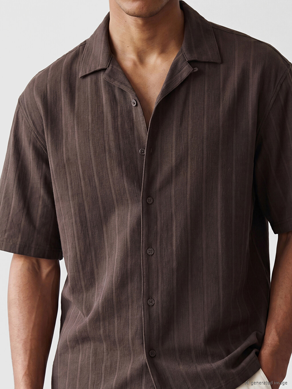 Regular Fit Striped Men's Textured Shirt-2